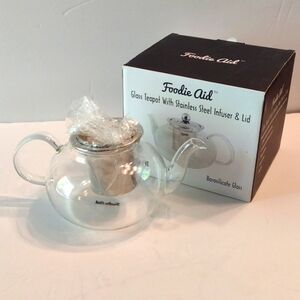 Glass Tea Pot w\ Stainless Steel Infuser and Lid